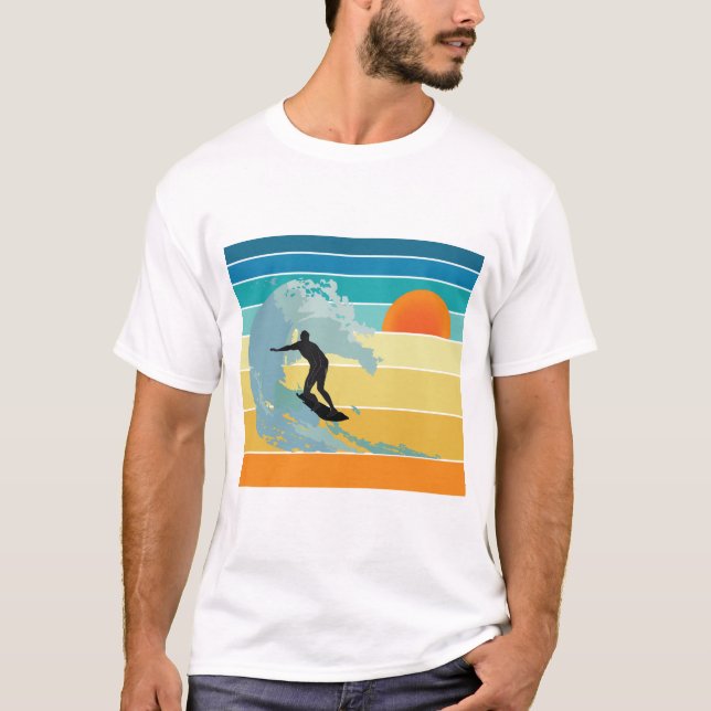 Surfer Vintage Sunset T Shirt (Framsida)