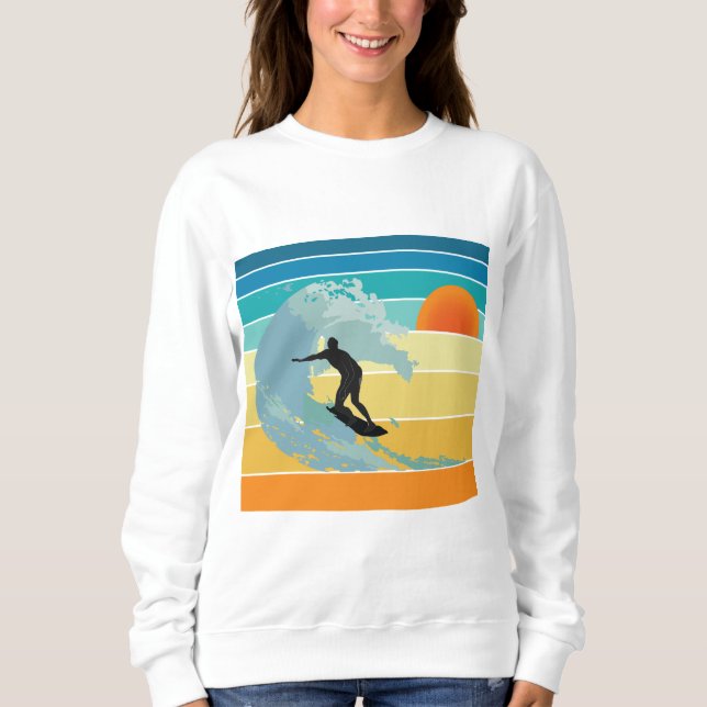 Surfer Vintage Sunset T Shirt (Framsida)
