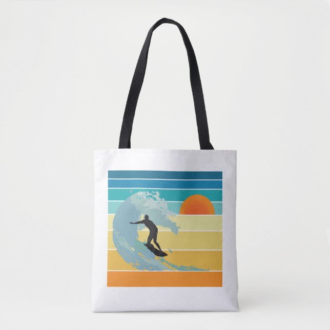 Surfer Vintage Sunset Tygkasse (Framsida)