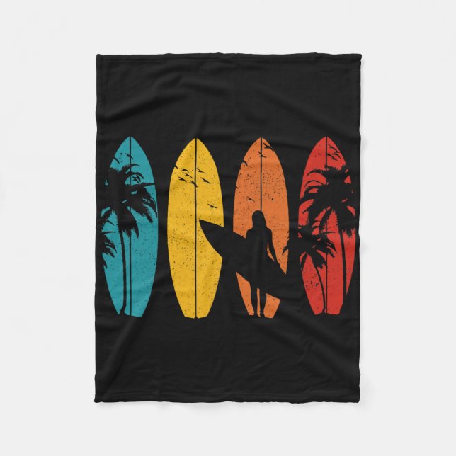 Surfer Vintage Surf Board Surfing Surfing Surfing  Fleecefilt (Framsidan)