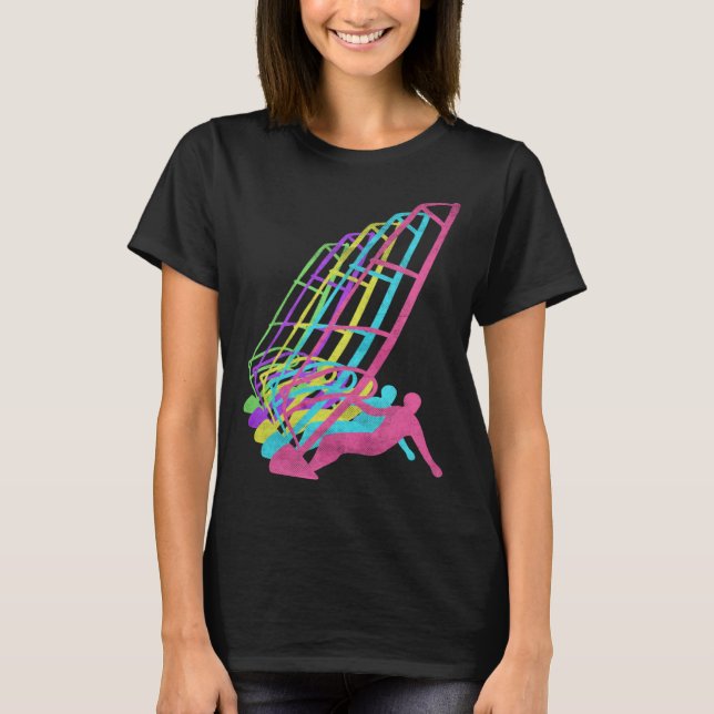 Surfer Windsurfing 80s Colors 1980s T Shirt (Framsida)