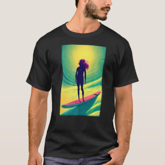 Surfergirl Girl Woman Surfboard Vinkarare Sea Vaca T Shirt