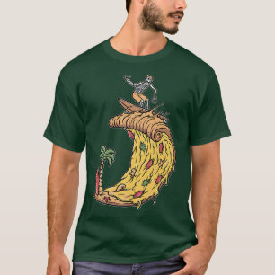 Surferretro Pizza Boy Pizza Surfer Skeleton Surfin T Shirt