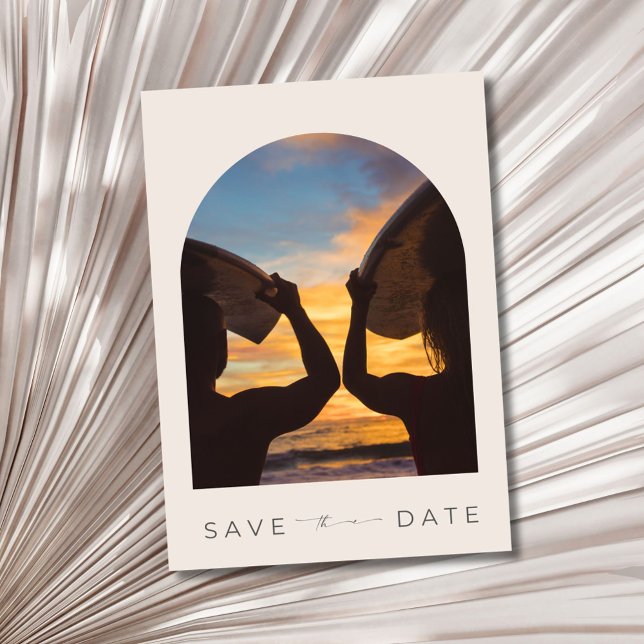 Surfers Beach Wedding Photo Spara Datumet (Surfers Beach Wedding Photo Save The Date)