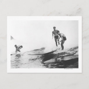 Surfers Group i Honolulu, Hawaii Surfing Vykort