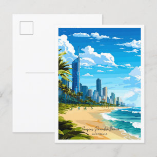 Surfers Paradise Beach Australia Travel Vykort