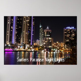 Surfers Paradise Night Ljus Poster