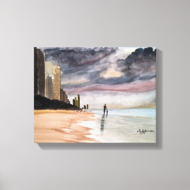 SURFERS PARADISE Queensland Australia WATERCOLOR Canvastryck (Framsida)