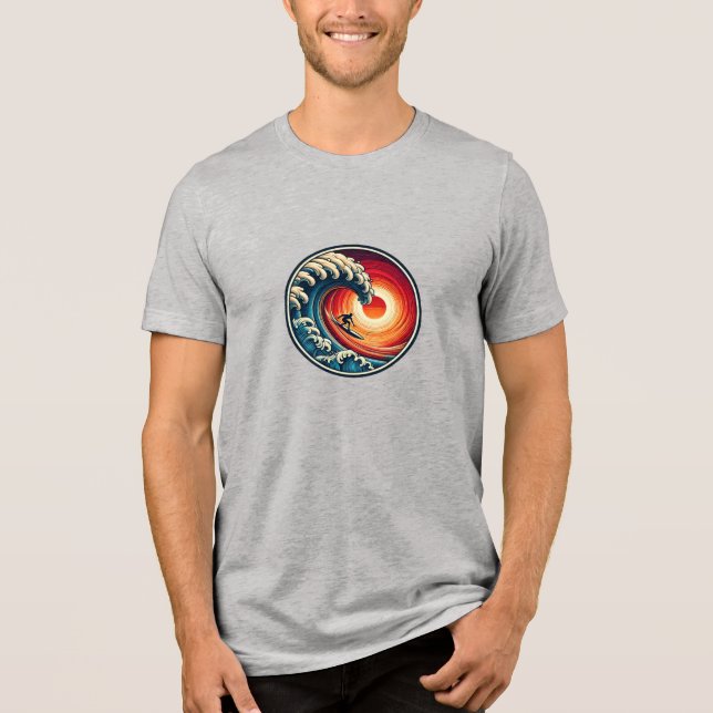Surfers solnedgång Tri-Blend Shirt T Shirt (Framsida)