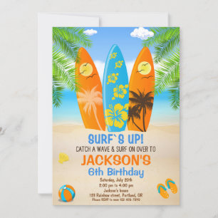 Surffödelsedagsinbjudan Surfboard inbjudan strand