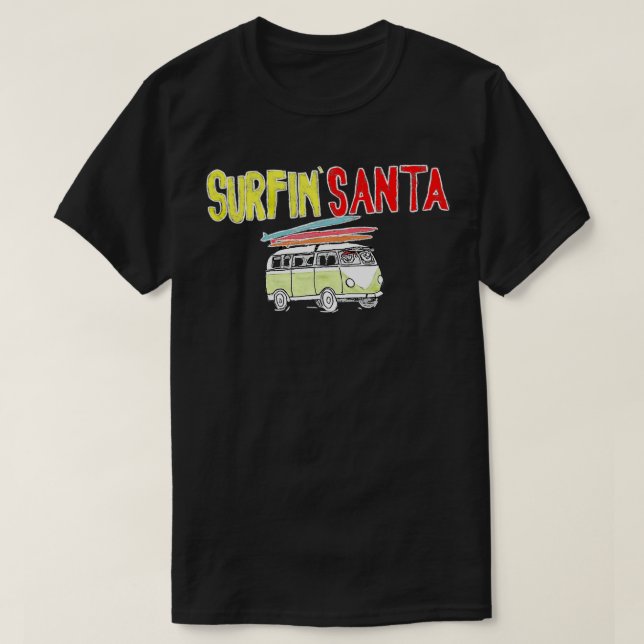 Surfin Santa Surfa Sten jul Hand T Shirt (Design framsida)