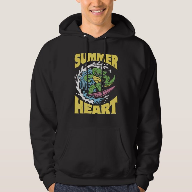 Surfing Alligator Summer Crokodile Hoodie (Framsida)