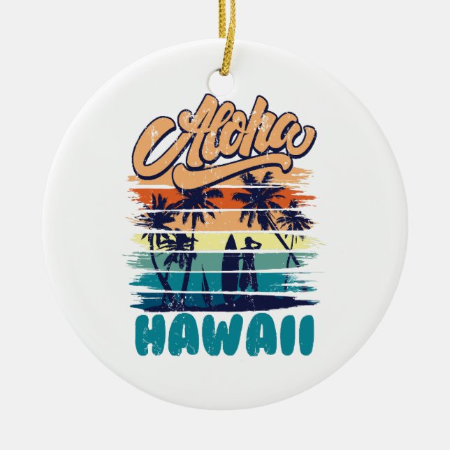 Surfing - Aloha Hawaii Julgransprydnad Keramik (Framsidan)