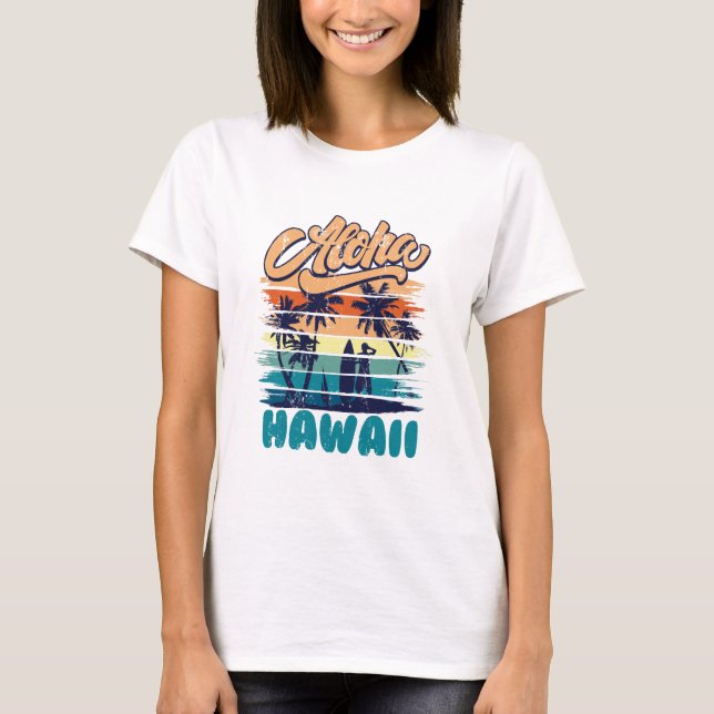 Surfing - Aloha Hawaii T Shirt (Framsida)