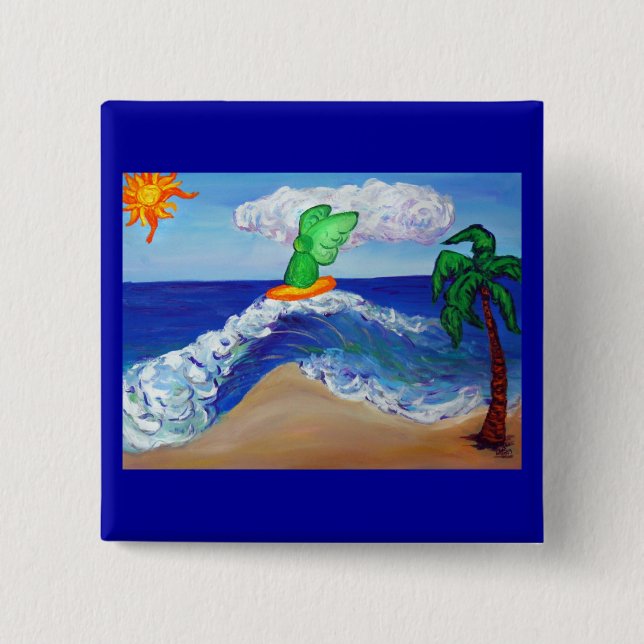 Surfing Angel Raphael Button Knapp (Framsida)