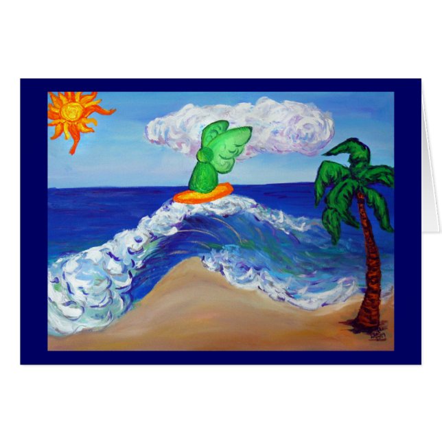 Surfing Angel Raphael Card Hälsningskort (Framsidan Horizontal)