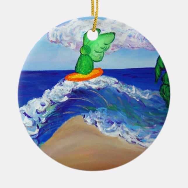 Surfing Angel Raphael Riding Healing Wave Ornament (Framsidan)