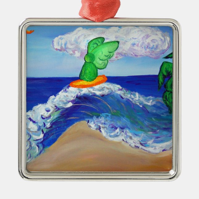 Surfing Angel Raphael Riding Healing Wave Ornament (Framsidan)