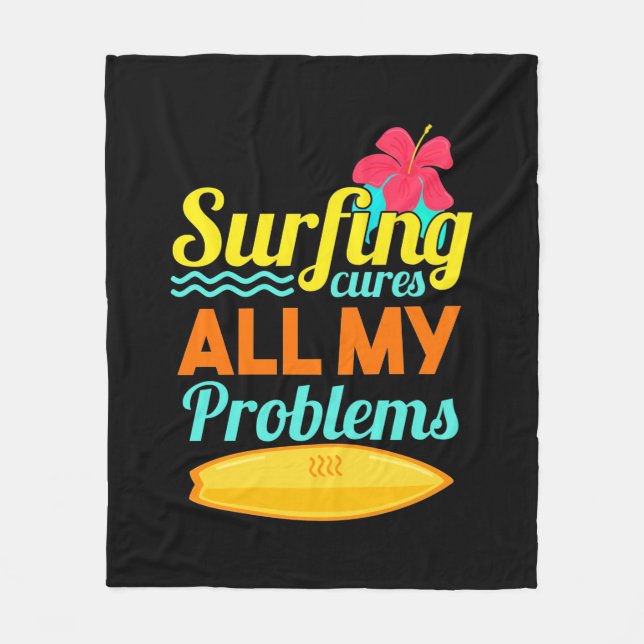 Surfing är alla mina problem fleecefilt (Framsidan)