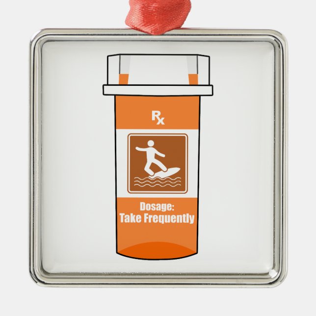 Surfing är min drog julgransprydnad metall (Framsidan)