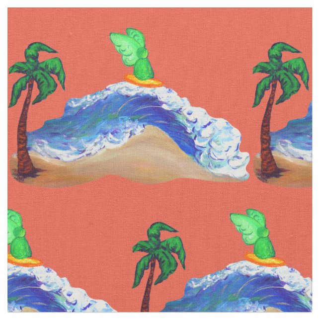 Surfing Archangel Raphael Art Fabric Material Tyg (Närbild)