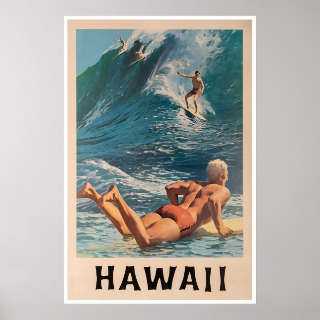 Surfing Art Surfist Tryck Hawaii Resa Poster (Framsidan)