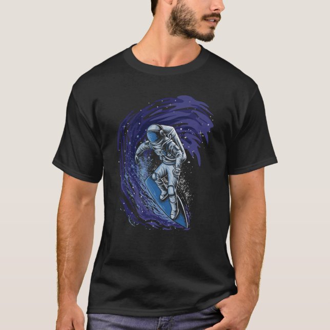 Surfing Astronaut Coola Cosmonaut T Shirt (Framsida)