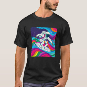 Surfing Astronaut hängning 10 Galaxy boarding Surf T Shirt