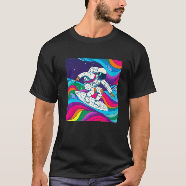Surfing Astronaut hängning 10 Galaxy boarding Surf T Shirt (Framsida)