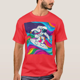 Surfing Astronaut hängning 10 Galaxy boarding Surf T Shirt