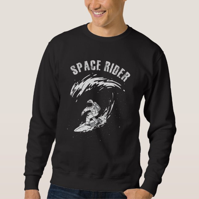 Surfing Astronaut Space Rider Lång Ärmad Tröja (Framsida)