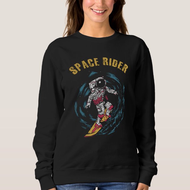 Surfing Astronaut Space Rider Surfer T Shirt (Framsida)