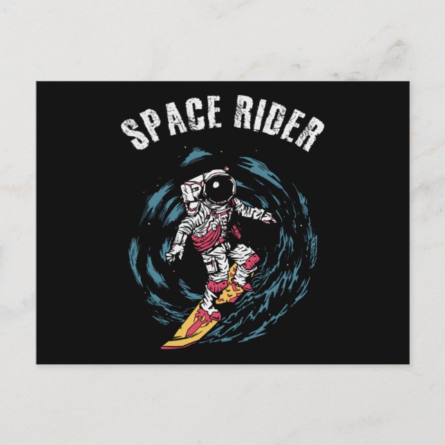 Surfing Astronaut Space Rider Surfer Vykort (Framsida)