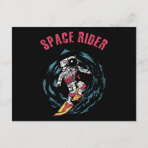Surfing Astronaut Space Rider Surfer Vykort
