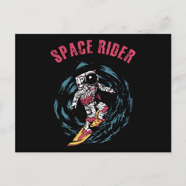 Surfing Astronaut Space Rider Surfer Vykort (Framsida)
