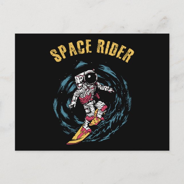Surfing Astronaut Space Rider Surfer Vykort (Framsida)