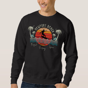 Surfing av Retro Newport Beach Lång Ärmad Tröja