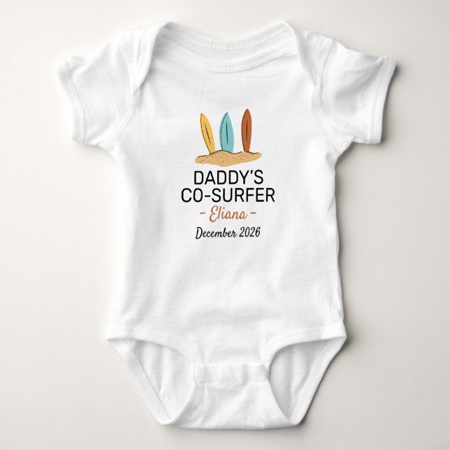 Surfing Baby Shower Daddy’s Co-Surfer - Surf T Shirt (Framsida)