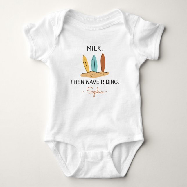 Surfing Baby Shower Milk Then Wave Riding - Surfer T Shirt (Framsida)