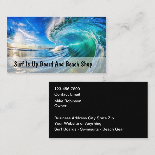 Surfing Beach Gear Business Cards Visitkort (Fram/baksida)