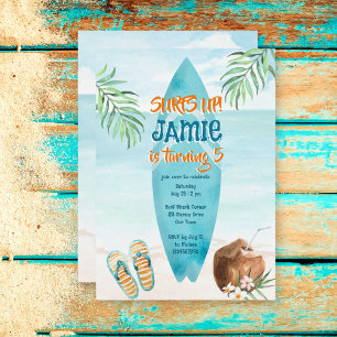Surfing beach ocean tropical summer birthday inbjudningar