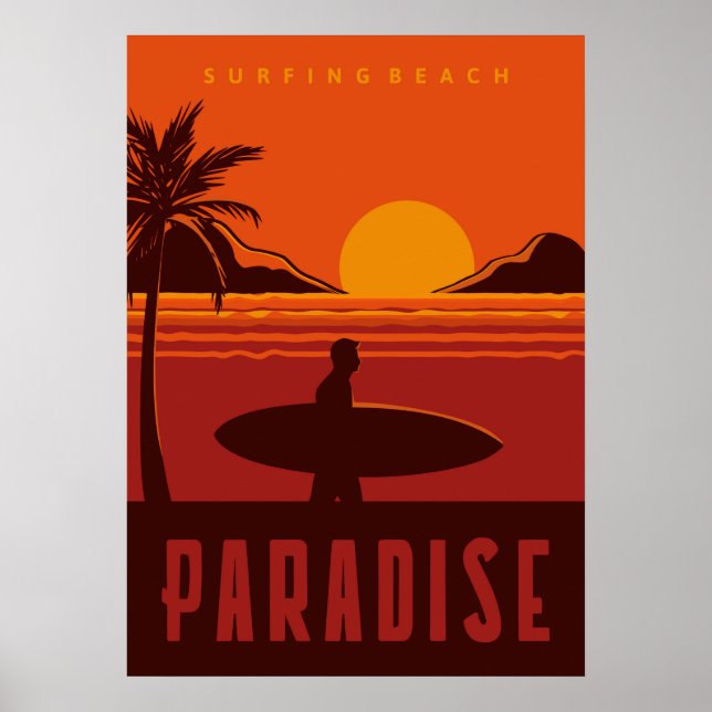 Surfing Beach Paradise Poster (Framsidan)