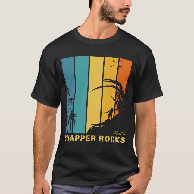 Surfing Beach Snapper Sten Guld Kusten Australien T Shirt (Framsida)