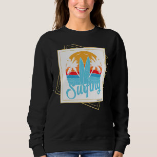 Surfing Beach Summer Vacation Handflatan Träd Ocea T Shirt