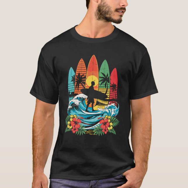 Surfing Beach Surfer Älskare T Shirt (Framsida)