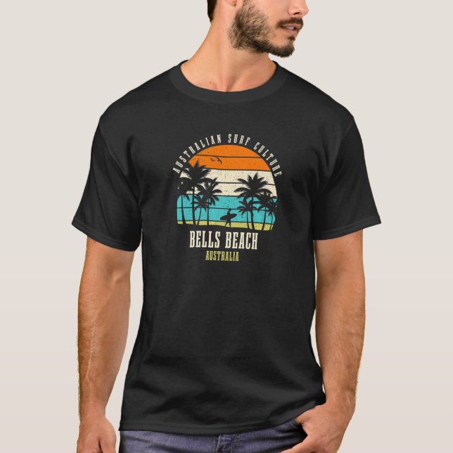 Surfing Bells Beach Australia Australian Surf Cult T Shirt (Framsida)