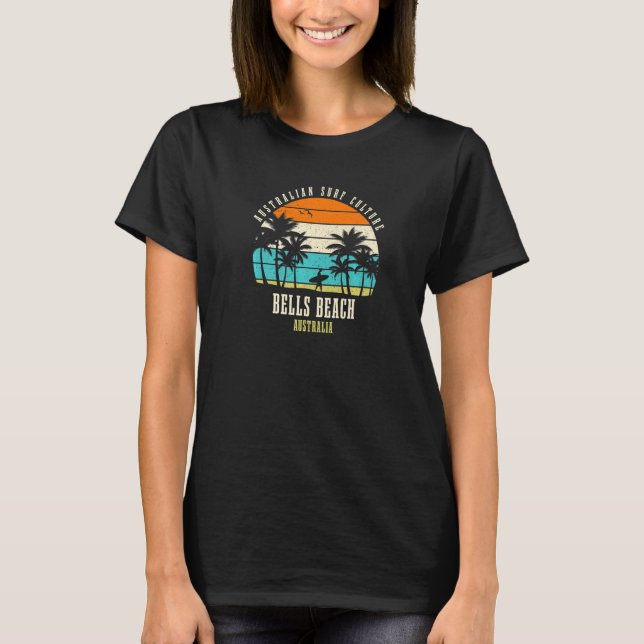 Surfing Bells Beach Australia Australian Surf Cult T Shirt (Framsida)