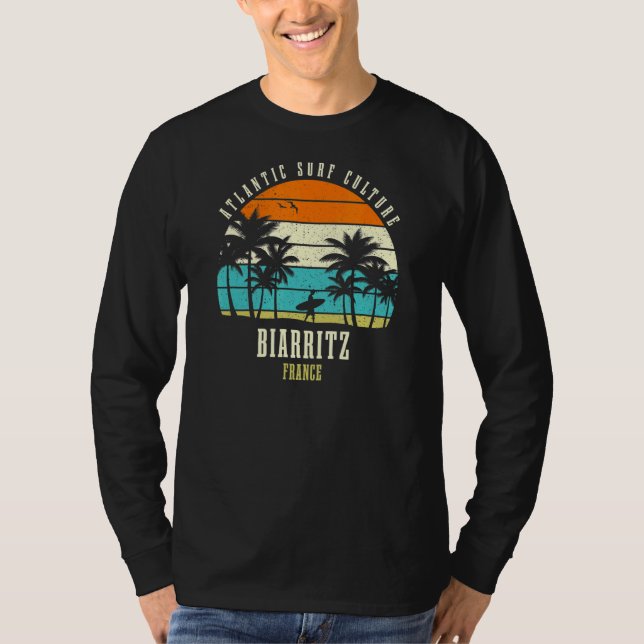 Surfing Biarritz Frankrike Atlantic Surfa Culture T Shirt (Framsida)