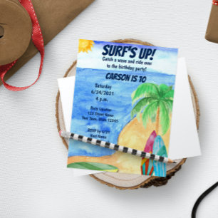 Surfing Birthday-inbjudan Inbjudningar
