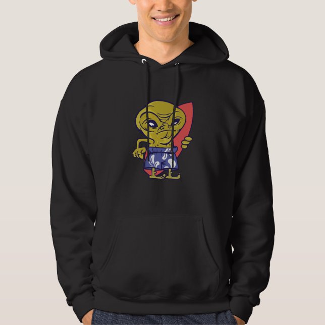 surfing board alien space aliens ufo hoodie (Framsida)